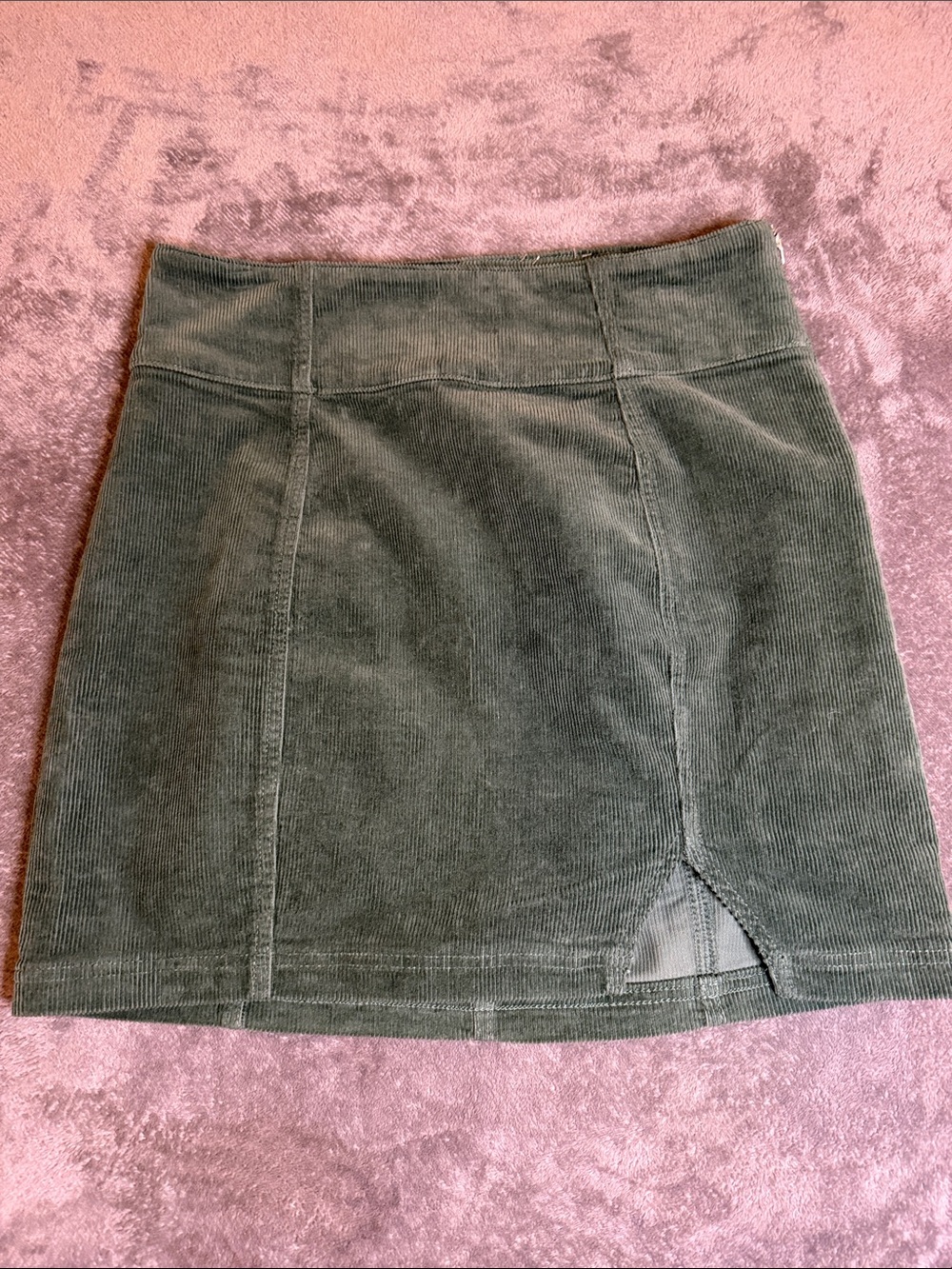 SO Olive Green Corduroy Mini Skirt with Front Notch